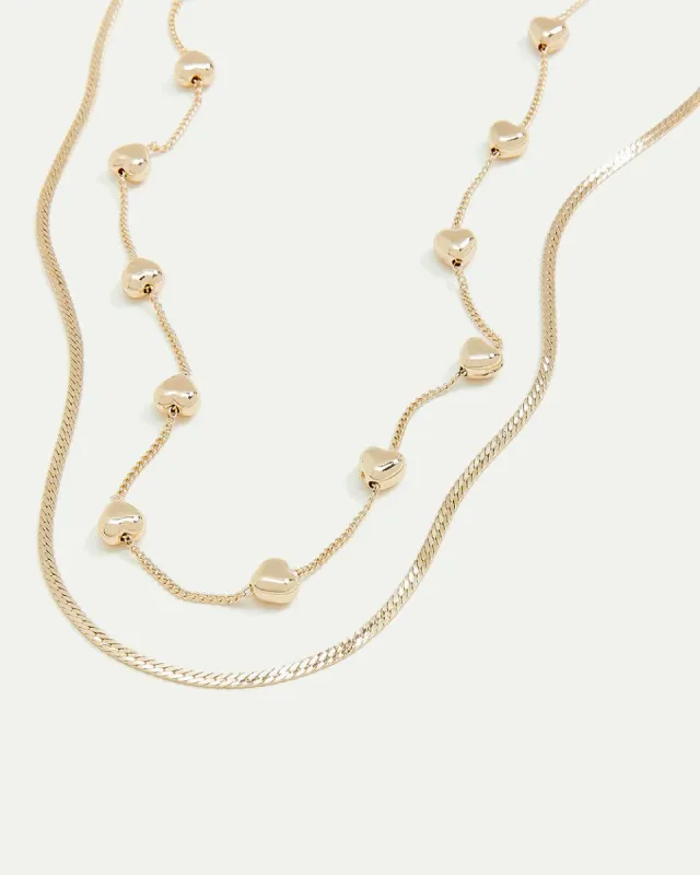 Double-Layer Short Necklace with Heart Chain sold by Reitmans