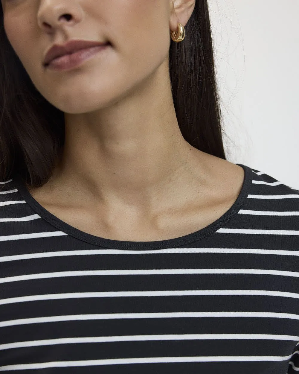Striped 3/4-Sleeve Scoop-Neck Cotton Tee sold by Reitmans product image thumbnail 4
