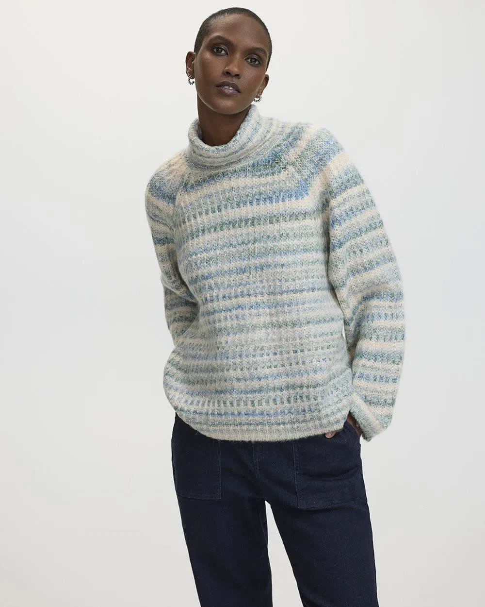 Long-Sleeve Turtle-Neck Herringbone Sweater sold by Reitmans