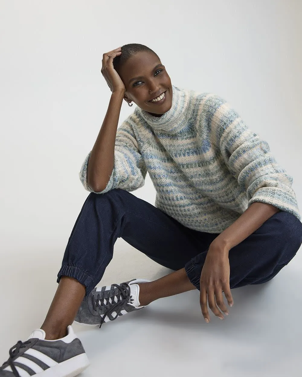 Long-Sleeve Turtle-Neck Herringbone Sweater sold by Reitmans product image thumbnail 3