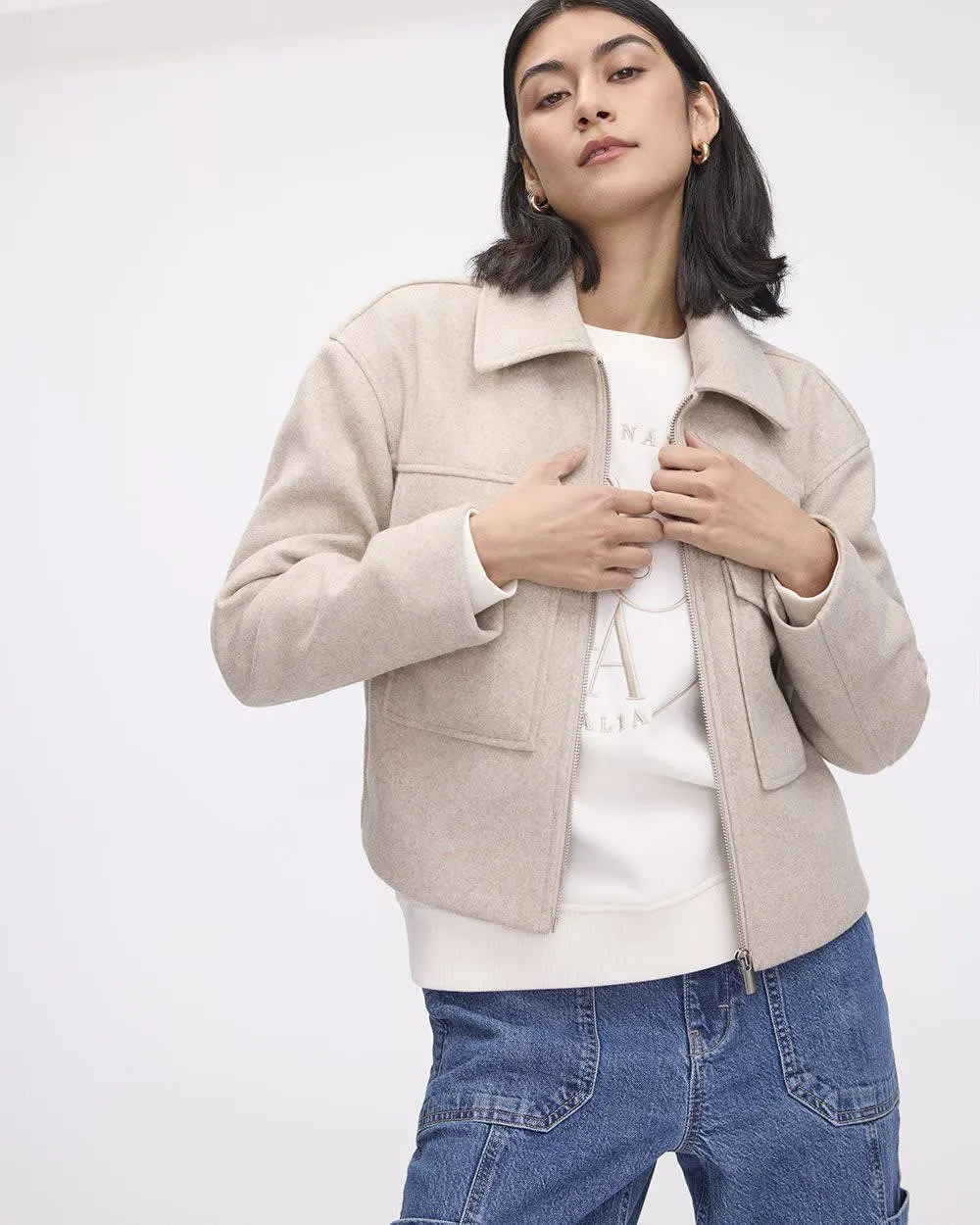 Short Wool Coat with Shirt Collar sold by Reitmans product image thumbnail 3