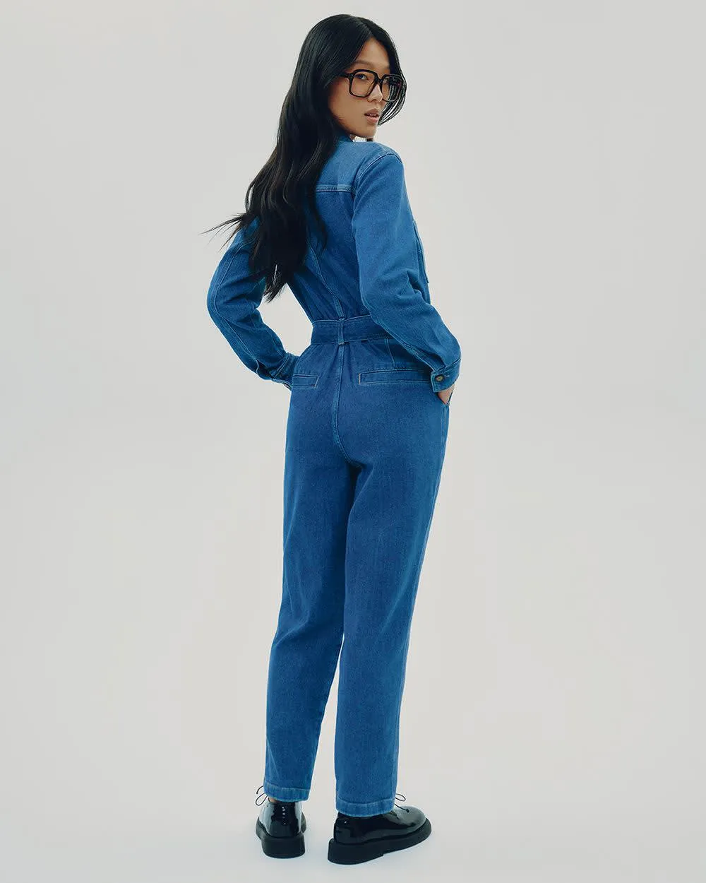 Straight-Leg Long-Sleeve Denim Jumpsuit sold by Reitmans product image thumbnail 2