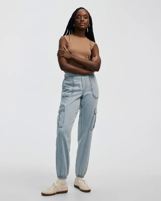 Denim Jogger with Cargo Pockets - Petite sold by Reitmans
