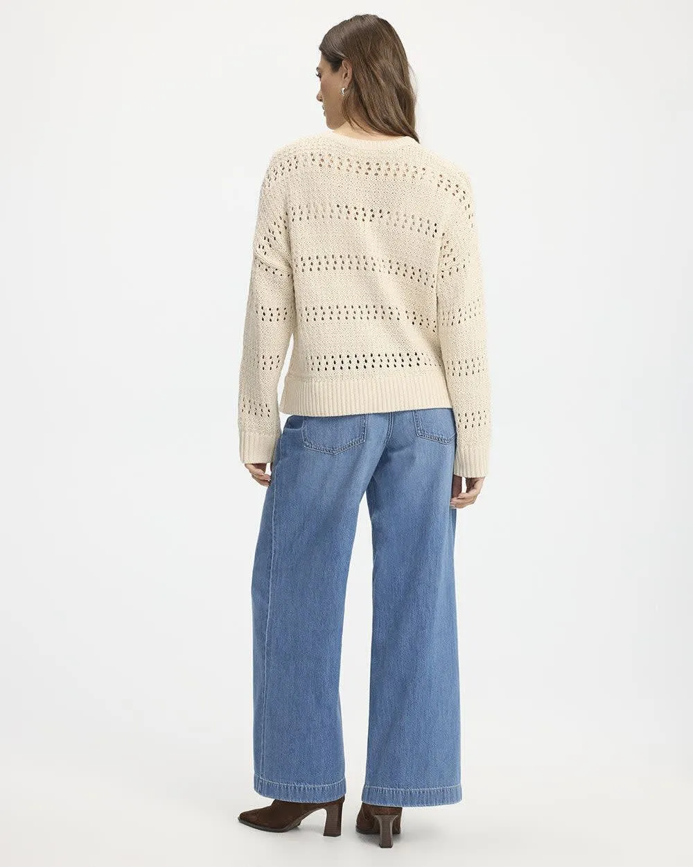 Long-Sleeve Crew-Neck Open-Stitch Pullover sold by Reitmans product image thumbnail 2