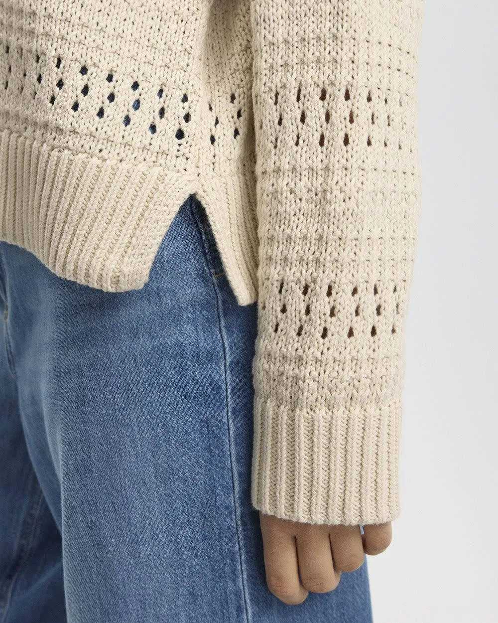 Long-Sleeve Crew-Neck Open-Stitch Pullover sold by Reitmans product image thumbnail 4