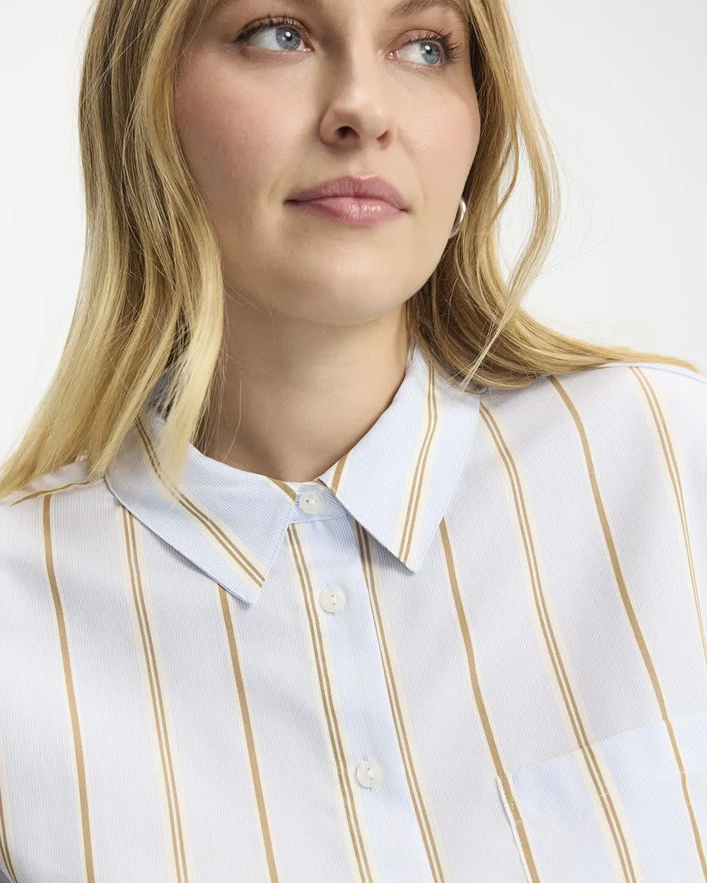 Striped Long-Sleeve Buttoned-Down Blouse with Chest Pocket sold by Reitmans product image thumbnail 4