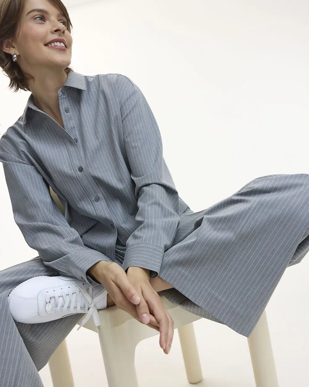 Wide-Leg High-Rise Pinstripe Pant - Petite sold by Reitmans product image thumbnail 5