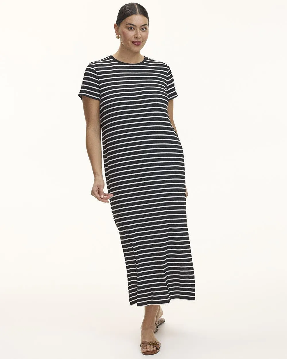 Short-Sleeve Ribbed Midi Dress sold by Reitmans product image thumbnail 3