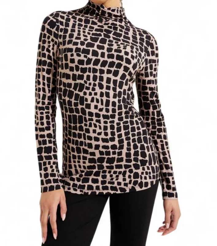 Joseph Ribkoff - Mock Neck Animal Print Top made by Reitmans