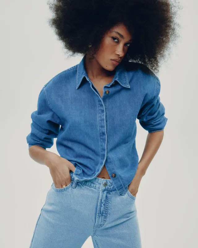 Long-Sleeve Buttoned-Down Denim Blouse sold by Reitmans