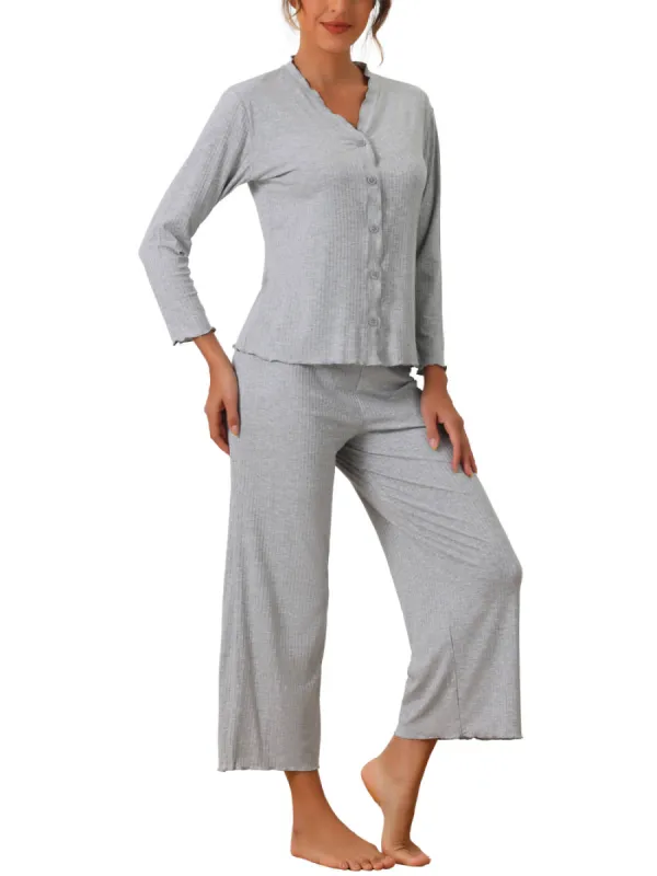Cheibear - Long Sleeve Button Down Pajama Sets sold by Reitmans