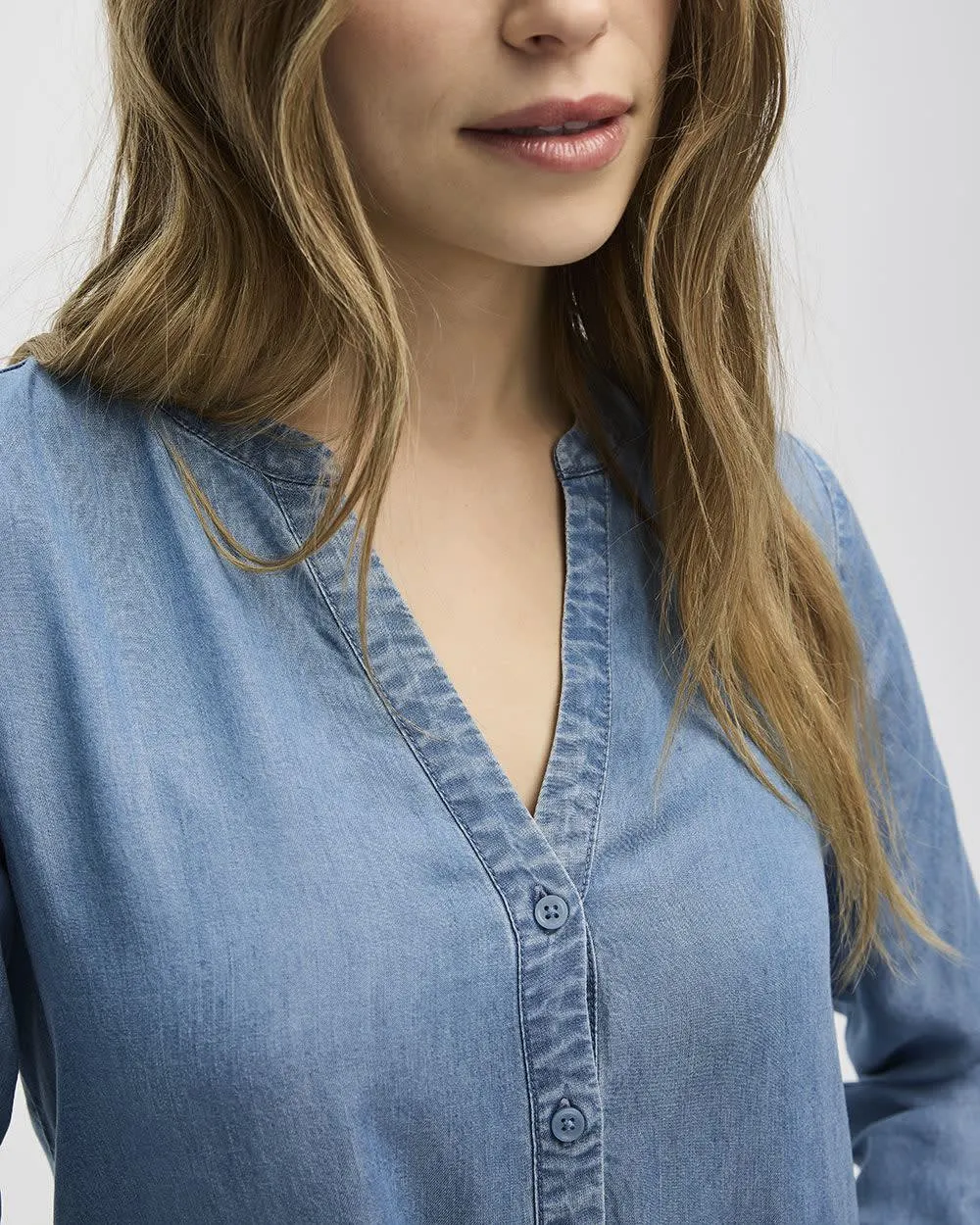 Long-Sleeve Split-Neck Tiered Dress sold by Reitmans product image thumbnail 4