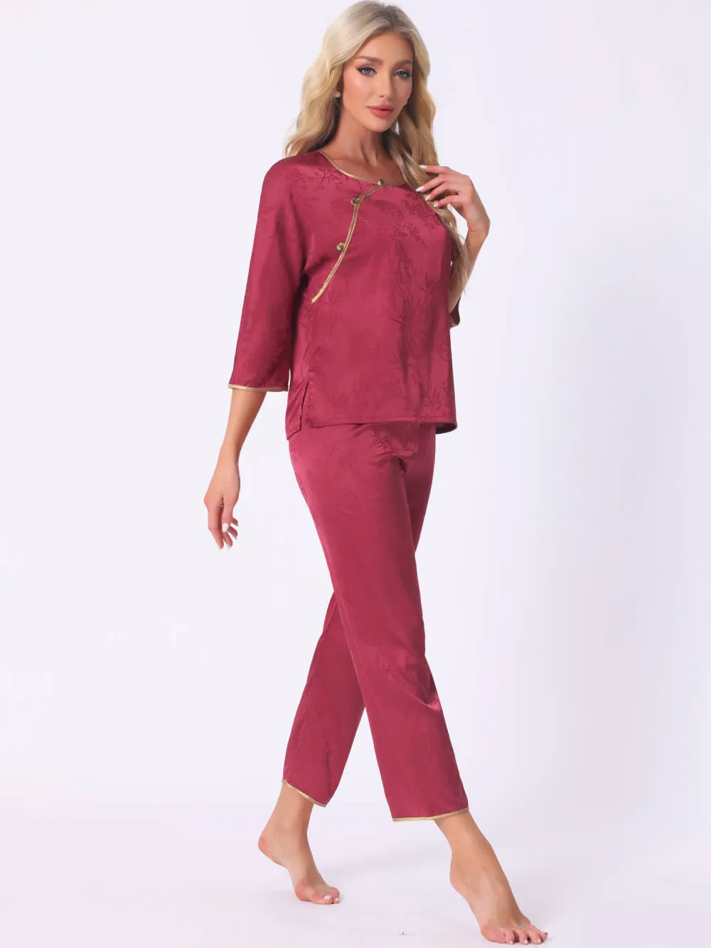 Cheibear - Silky Long Sleeve Hanfu Loungewear Pajama Set sold by Reitmans product image thumbnail 2