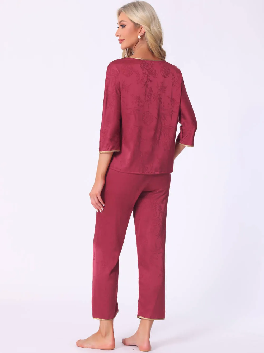 Cheibear - Silky Long Sleeve Hanfu Loungewear Pajama Set sold by Reitmans product image thumbnail 3