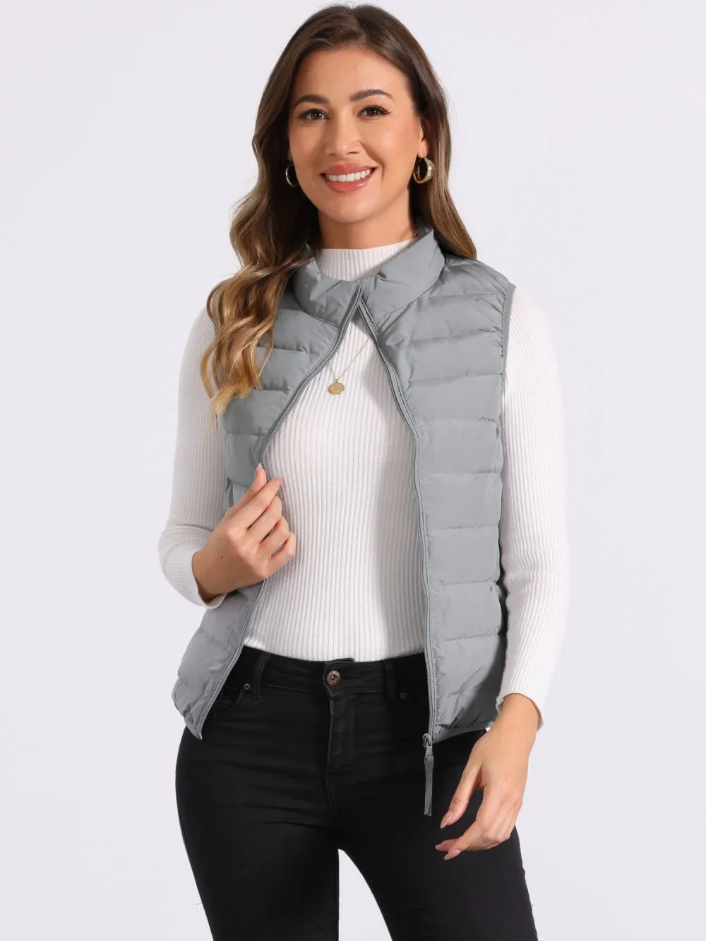 Allegra K - Sleeveless Zip-Up Stand Collar Puffer Vest sold by Reitmans product image thumbnail 4