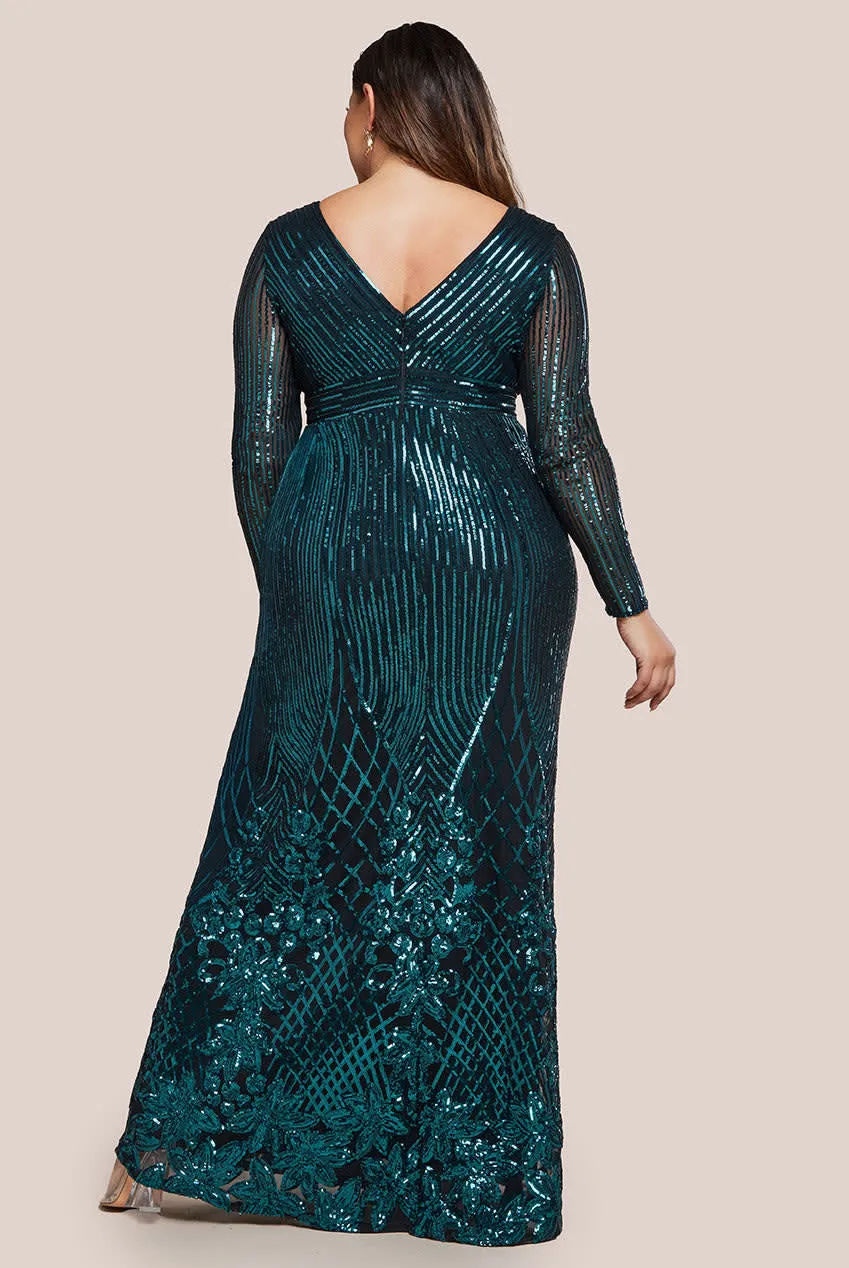 Goddiva - Long Sleeve Sequin V Wrap Maxi Dress - Plus size sold by Reitmans product image thumbnail 2