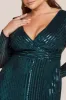 Goddiva - Long Sleeve Sequin V Wrap Maxi Dress - Plus size sold by Reitmans