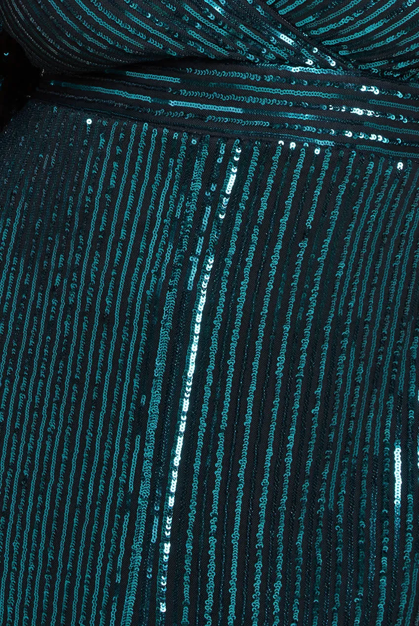 Goddiva - Long Sleeve Sequin V Wrap Maxi Dress - Plus size sold by Reitmans product image thumbnail 4