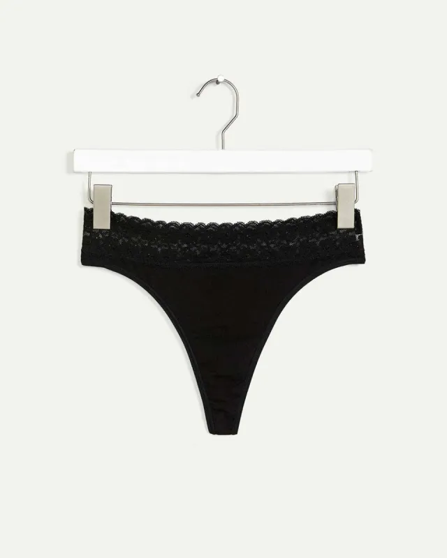 Cotton Thong Panty with Lace sold by Reitmans