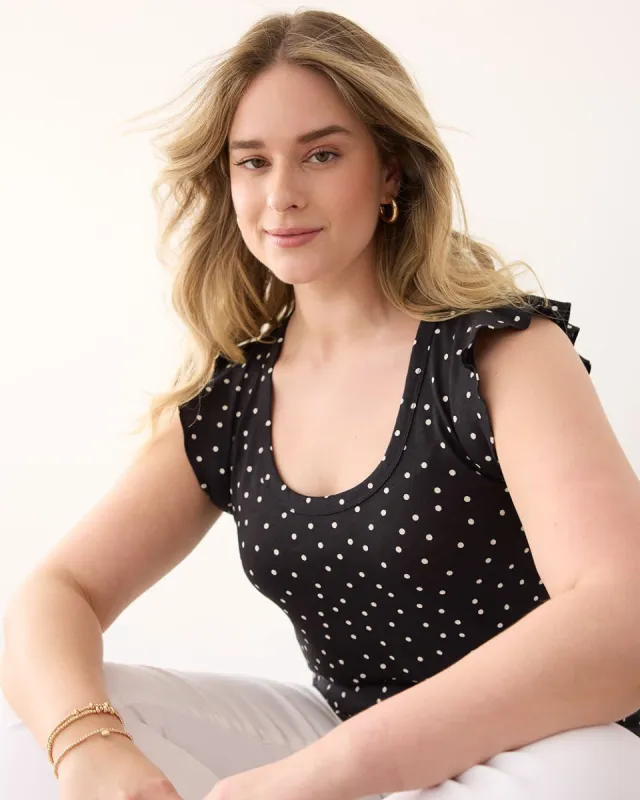 Scoop-Neck Tee with Short Flutter Sleeves sold by Reitmans
