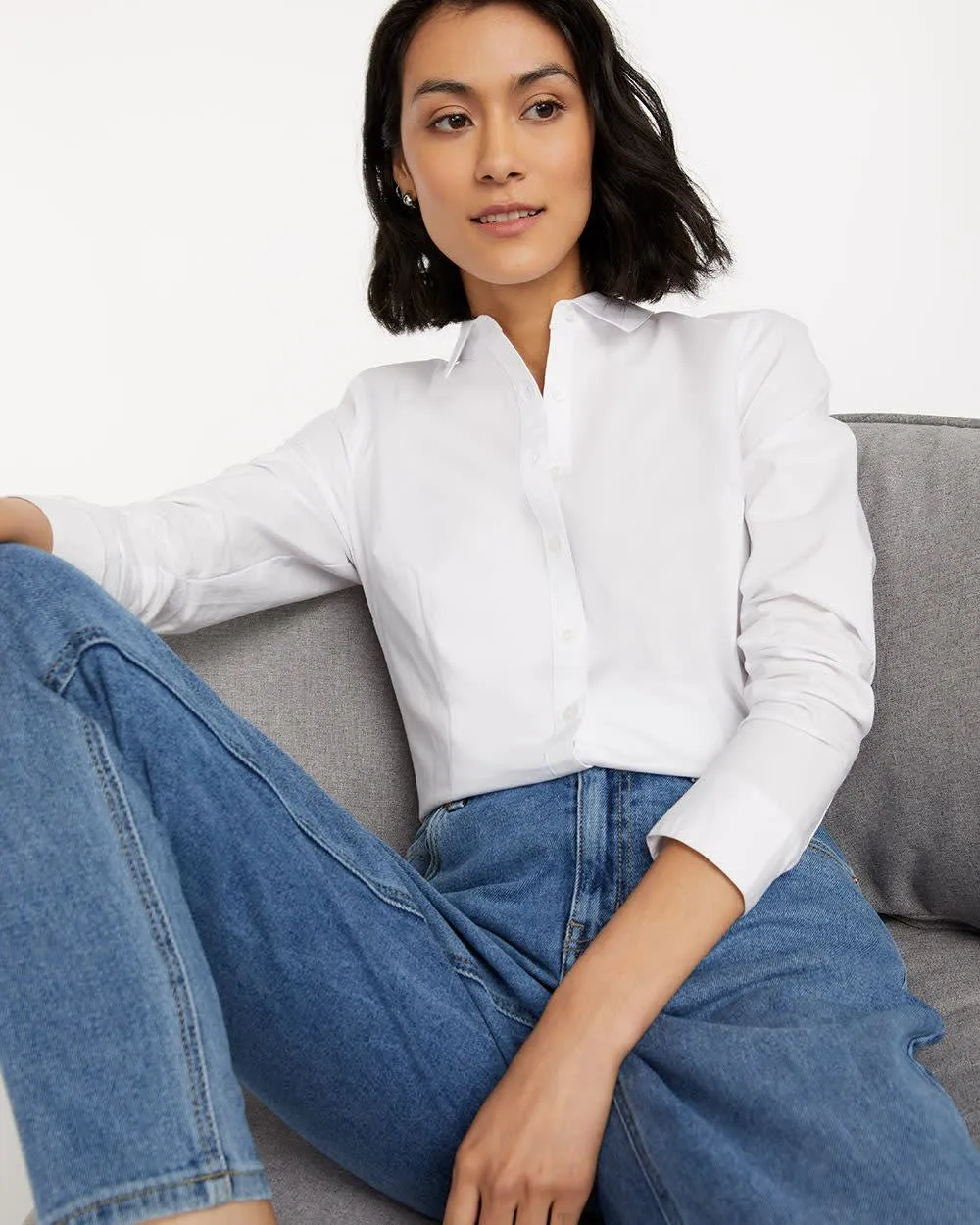 Buttoned-Front Poplin Shirt, R Essentials sold by Reitmans product image thumbnail 3