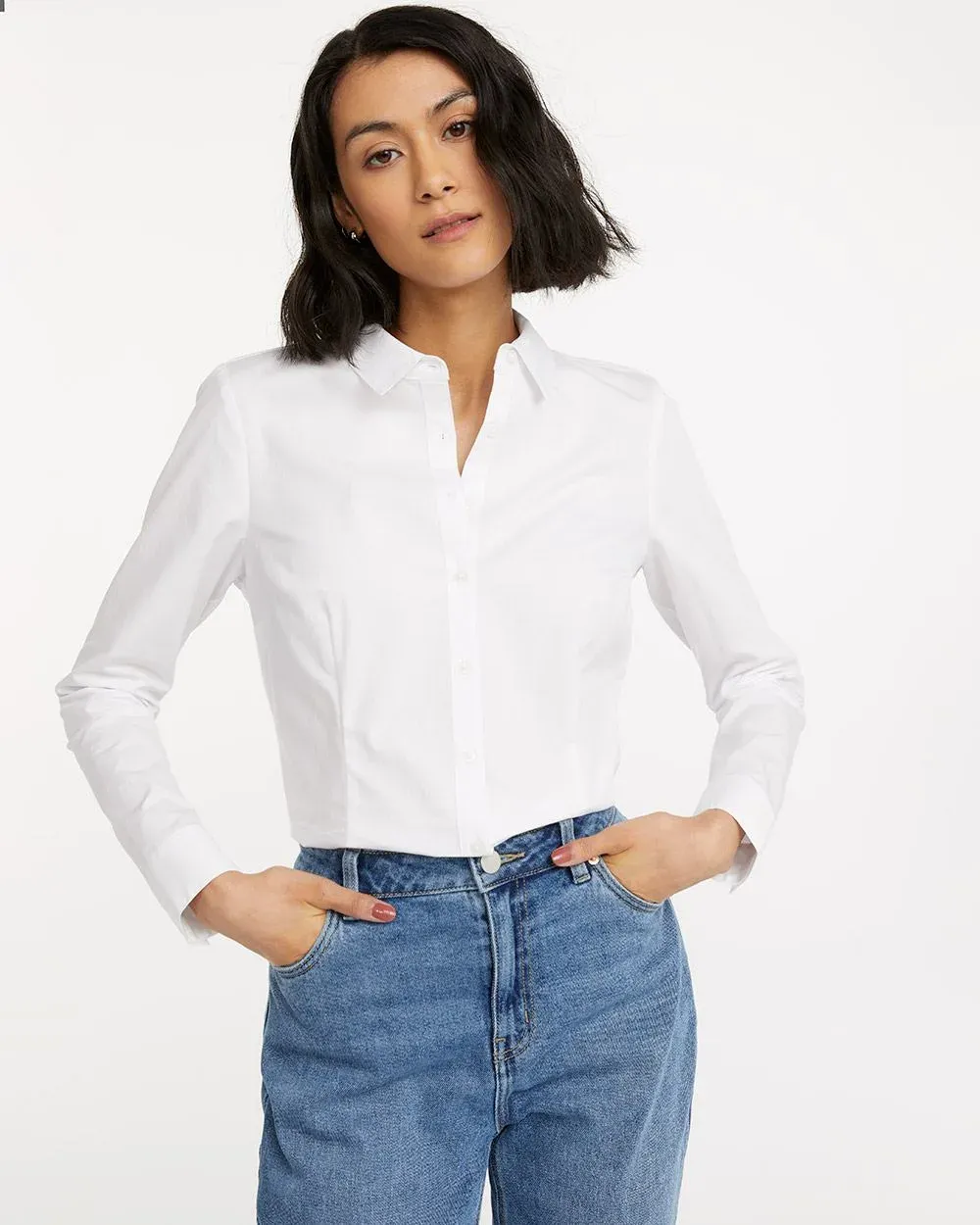 Buttoned-Front Poplin Shirt, R Essentials sold by Reitmans product image thumbnail 4