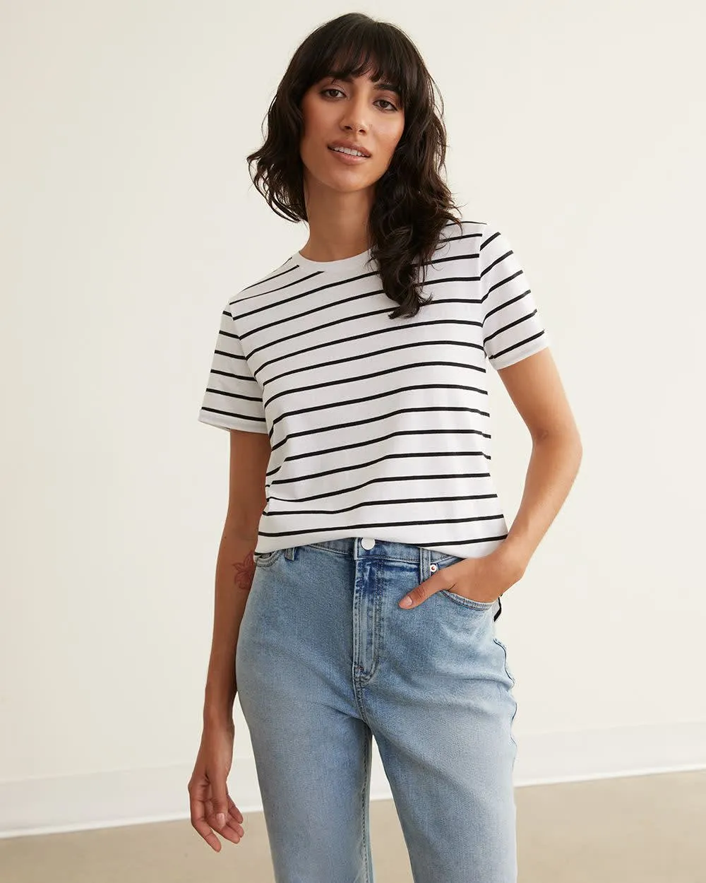 Short-Sleeve Crew-Neck Tee, R Essentials sold by Reitmans