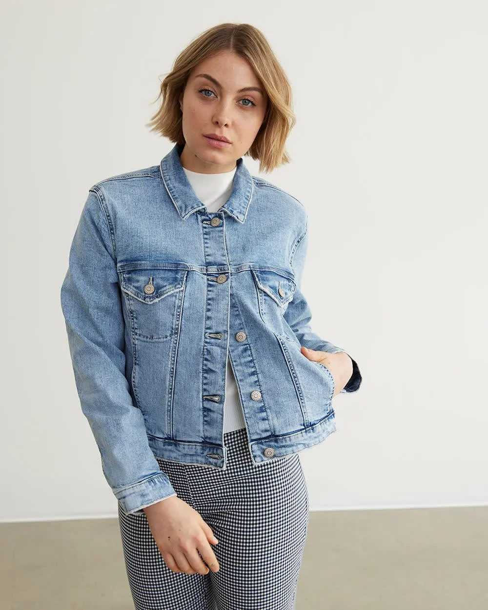 Stretch Jean Jacket sold by Reitmans