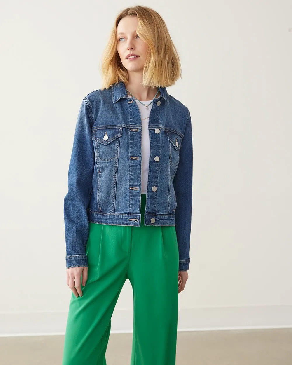 Stretch Jean Jacket sold by Reitmans