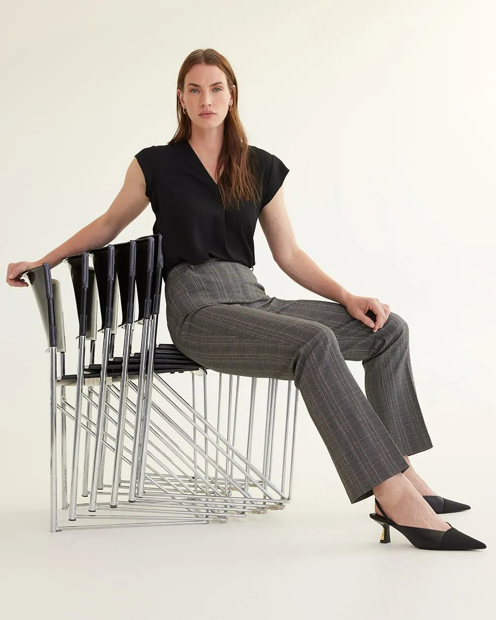Straight-Leg High-Rise Plaid Pants, The Iconic - Tall sold by Reitmans product image thumbnail 4