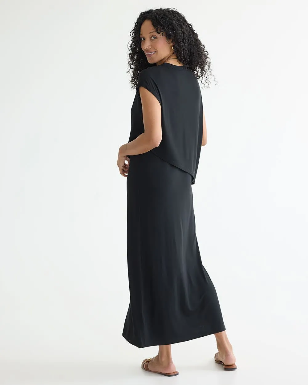 Extended-Sleeve Crew-Neck Midi Dress with Knot Detail sold by Reitmans product image thumbnail 2