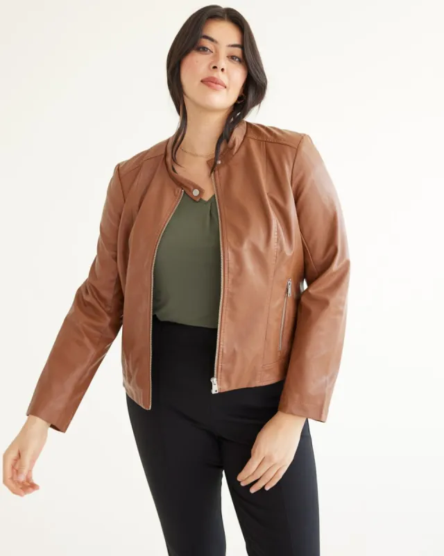 Faux Leather Moto Jacket sold by Reitmans