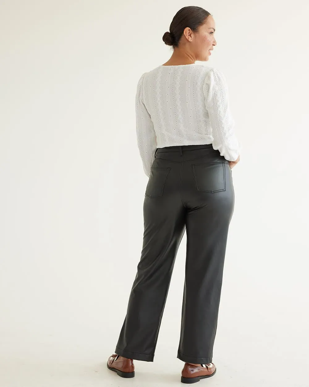 Straight-Leg High-Rise Faux Leather Pants sold by Reitmans product image thumbnail 5