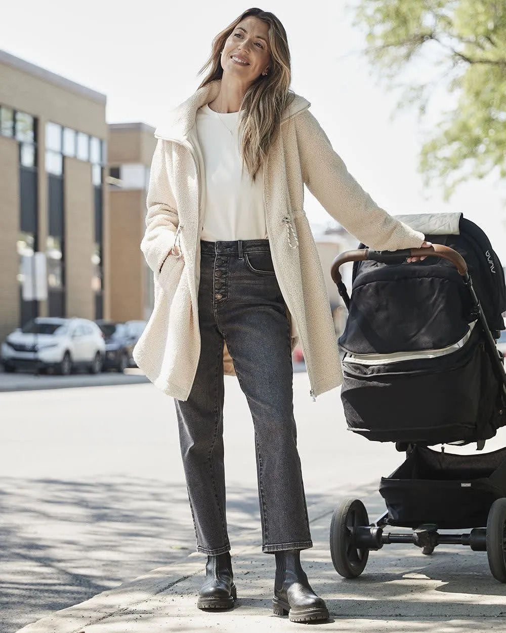 Sherpa Jacket with Zipper Closure - Thyme Maternity sold by Reitmans