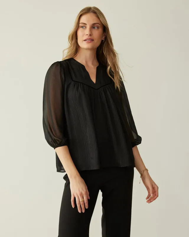 Long-Sleeve V-Neck Blouse with Lurex sold by Reitmans