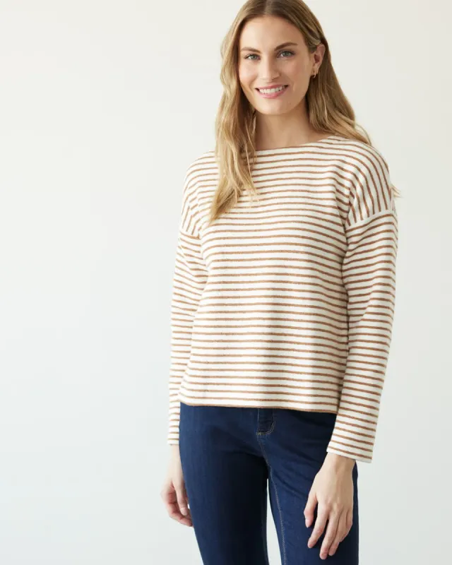 3/4-Sleeve Boat-Neck Textured Top sold by Reitmans