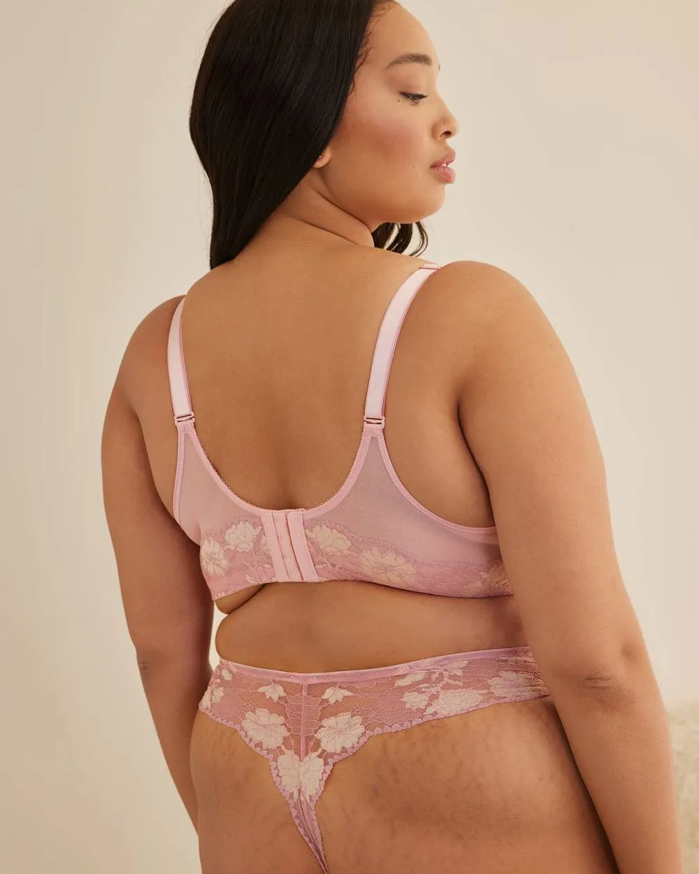 Satin Microfibre Thong with Lace Waistband - Déesse Collection sold by Reitmans product image thumbnail 2