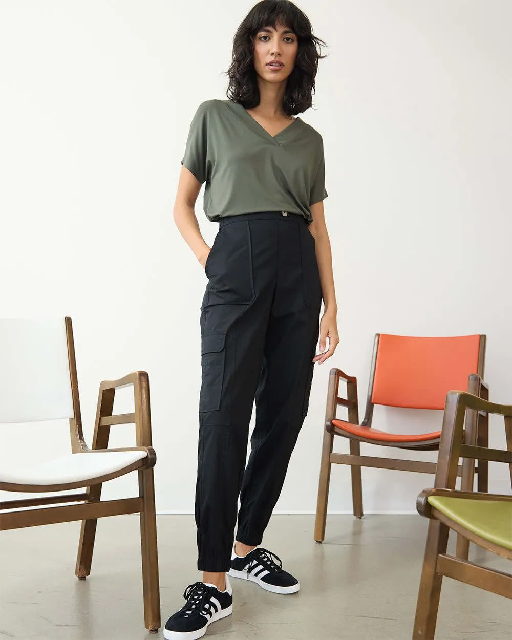 Poplin Jogger with Cargo Pockets - Petite sold by Reitmans