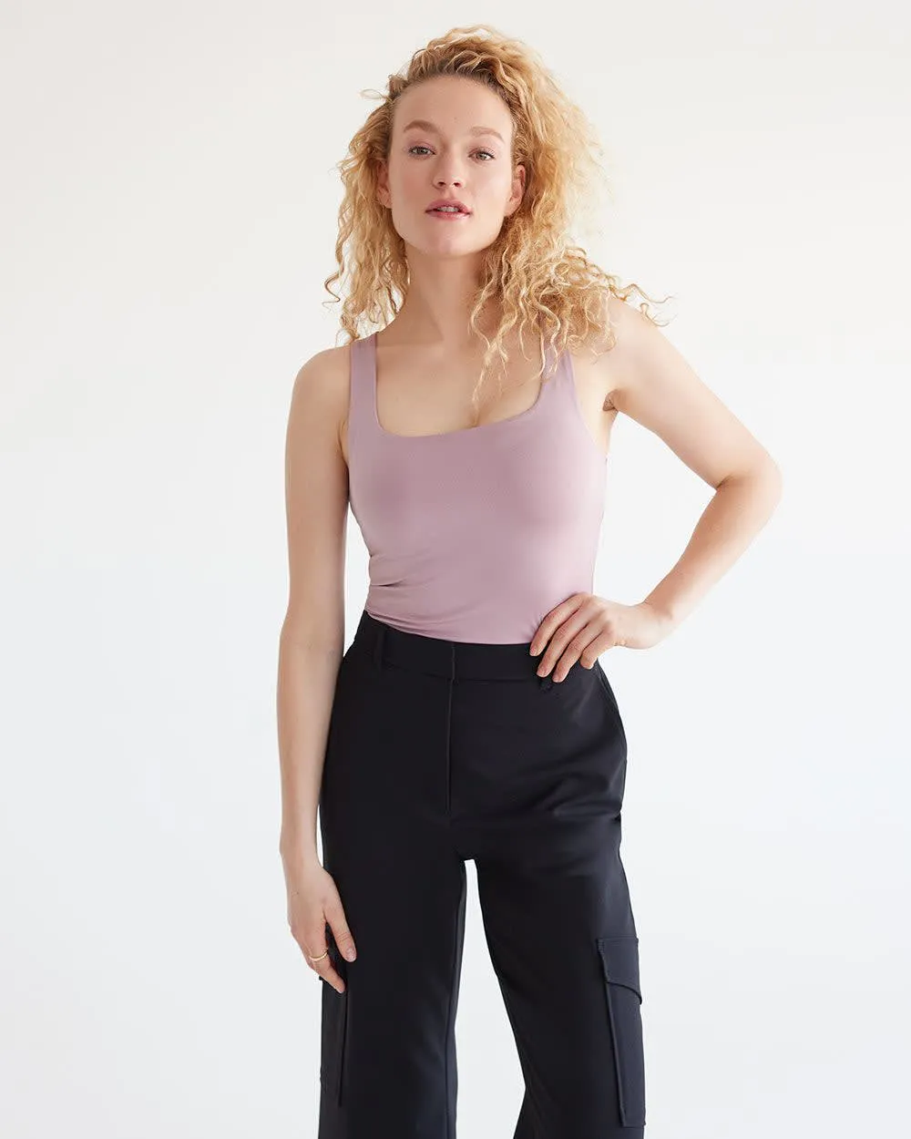 Double-Layer Knit Tank with Square Neckline - R Essentials sold by Reitmans