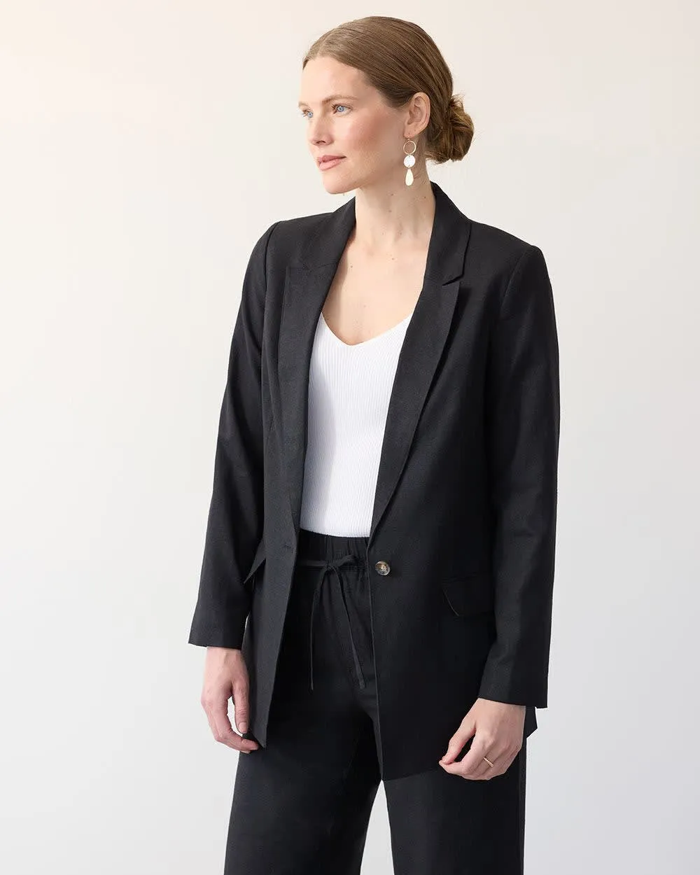 One-Button Linen Blazer sold by Reitmans