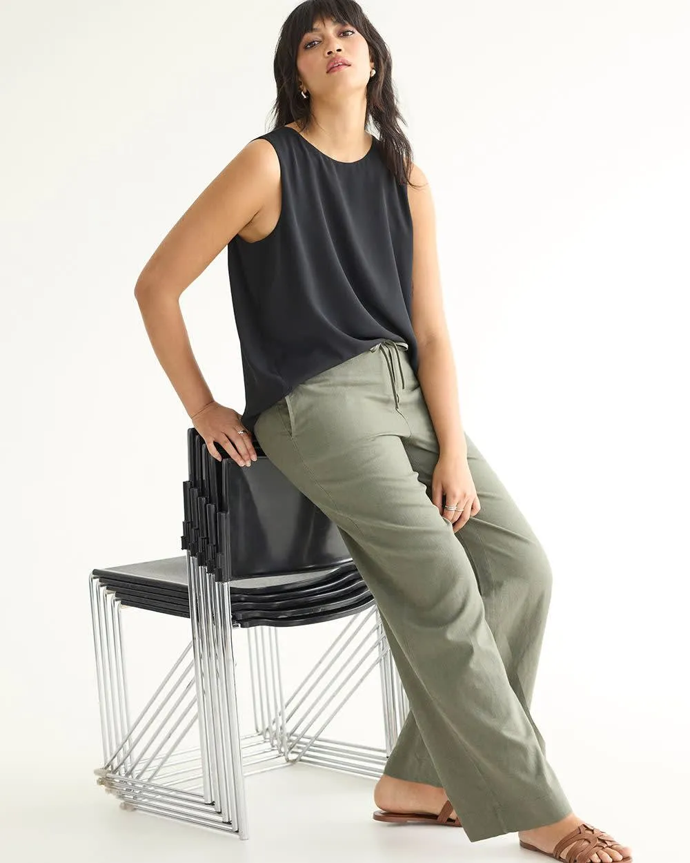 Wide-Leg High-Rise Linen Pant - Tall sold by Reitmans product image thumbnail 3