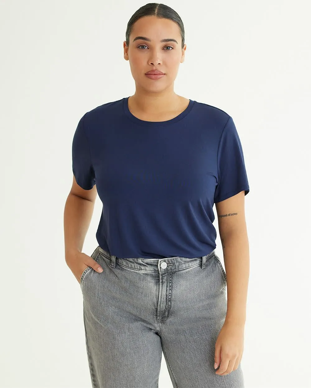 Short-Sleeve Crew-Neck Tee - R Essentials sold by Reitmans