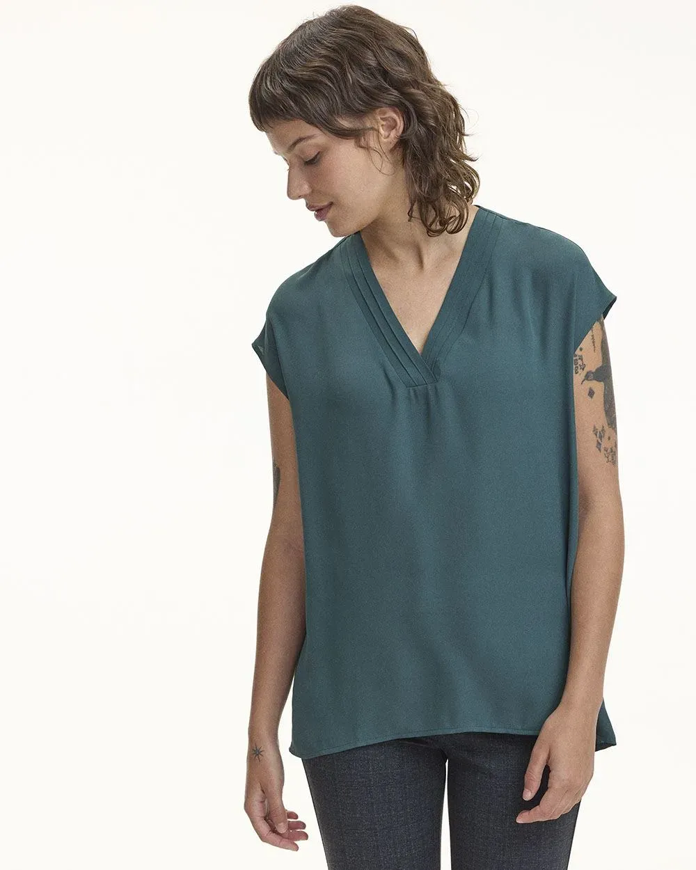 Short-Sleeve V-Neck Blouse sold by Reitmans product image thumbnail 5
