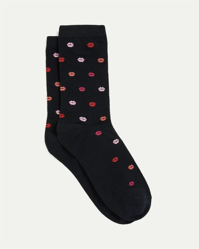 Cotton Socks with Red Lips made by Reitmans