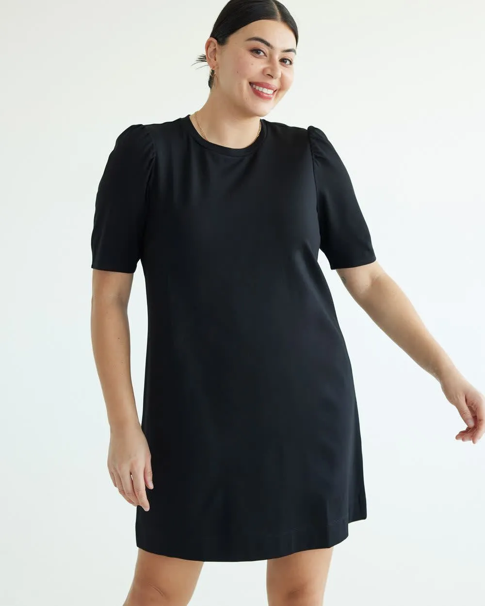 Elbow-Sleeve Crew-Neck Shift Dress sold by Reitmans