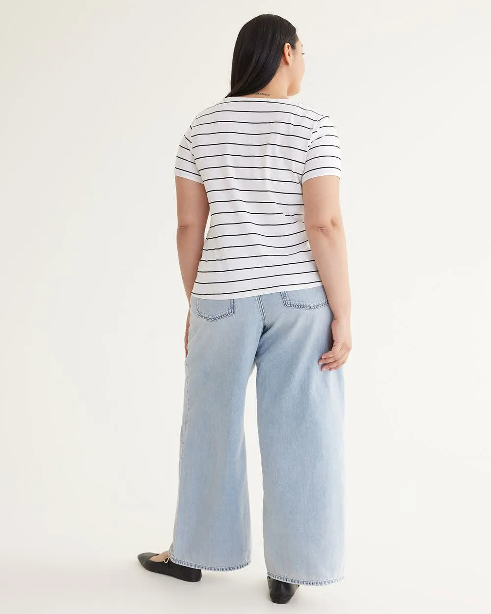 Scoop-Neck Striped Cotton Tee - R Essentials sold by Reitmans product image thumbnail 2