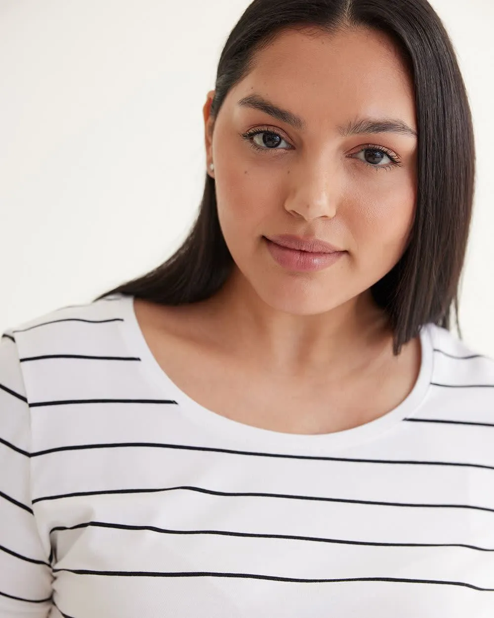Scoop-Neck Striped Cotton Tee - R Essentials sold by Reitmans product image thumbnail 4