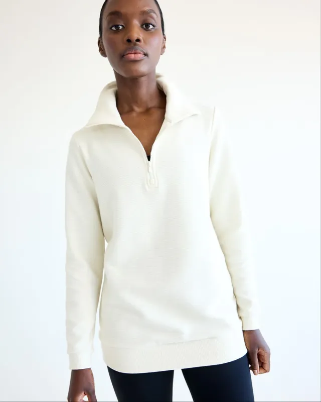 Long-Sleeve Ottoman-Knit Tunic with Half-Zip - Hyba sold by Reitmans
