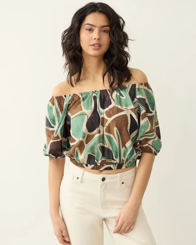 Short-Puffy-Sleeve Blouse with Scoop Neckline sold by Reitmans
