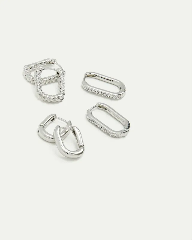 Elongated Hoops - Set of 3 sold by Reitmans